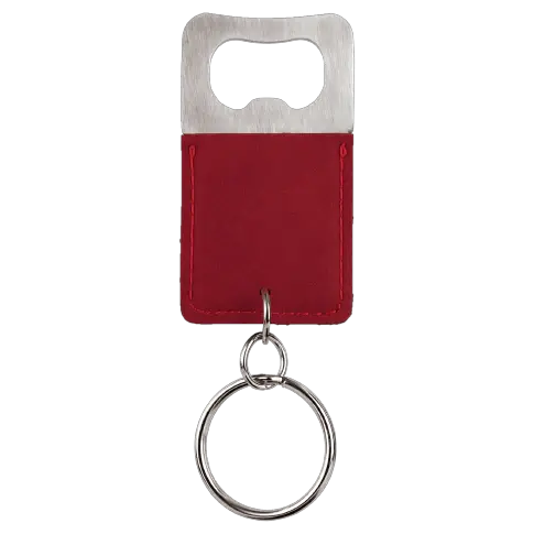 Bottle Opener Leatherette Keychain - Red