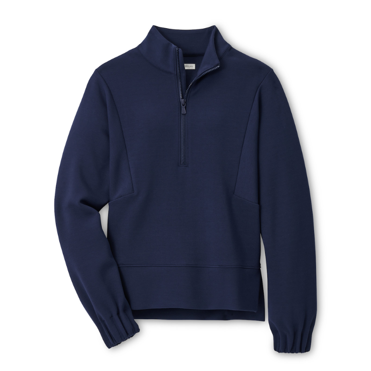 Flora Knit 1_2 Zip - Navy