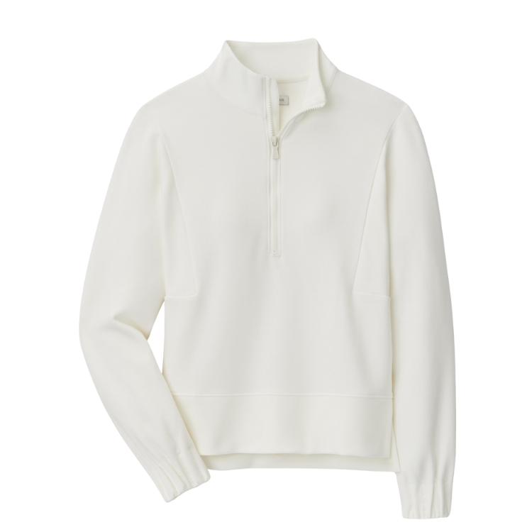 Flora Knit 1_2 Zip - White