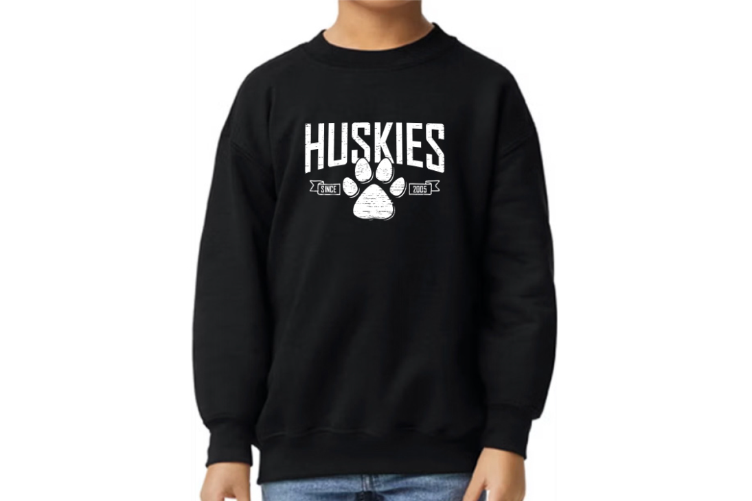 Huskies Vintage Black Crew Neck Sweatshirt