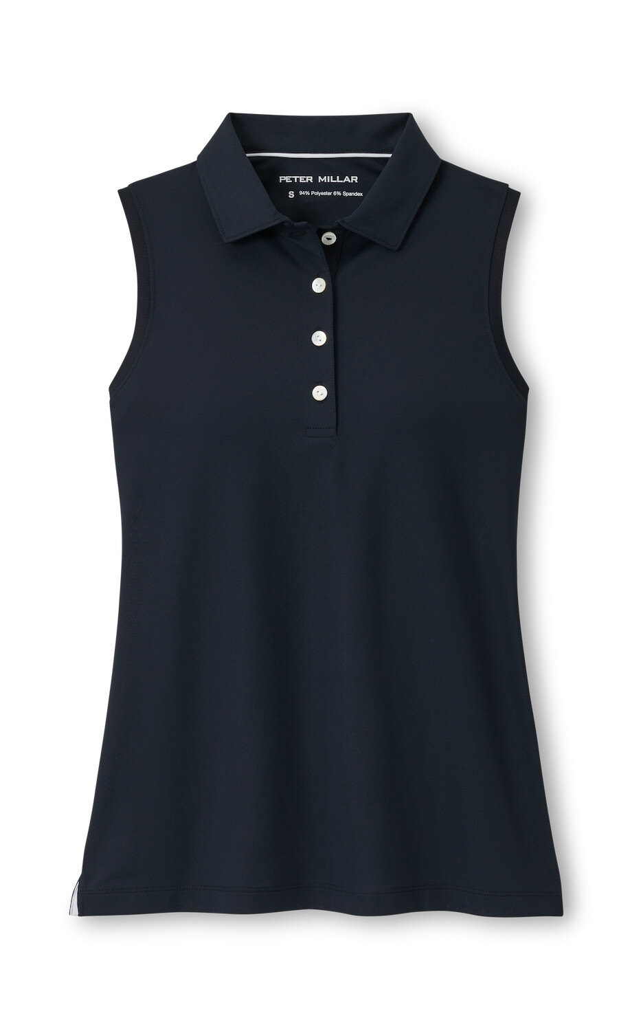 Mesh Sleeveless Button Polo - Black