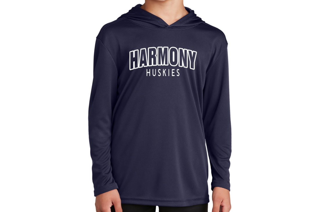 Navy Hooded Athletic Long Sleeve Shirt