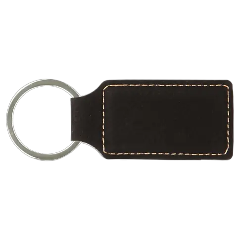 Rectangle Leatherette Keychain - Black